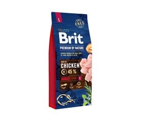 Brit Premium By Nature sausā barība lielu šķirņu suņiem, 15 kg cena un informācija | Sausā barība suņiem | 220.lv