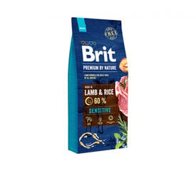 Brit Premium By Nature Sensitive hipoalerģiska sausā barība jutīgiem, alerģiskiem suņiem, 3 kg cena un informācija | Sausā barība suņiem | 220.lv