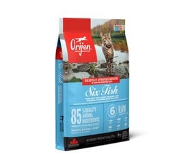 Orijen Six Fish Cat беззерновой сухой корм для кошек, 1,8 кг цена и информация | Сухой корм для кошек | 220.lv