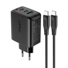 Acefast 2in1 charger 2x USB Type C / USB 65W, PD, QC 3.0, AFC, FCP (set with cable) black (A13 black) цена и информация | Зарядные устройства для телефонов | 220.lv