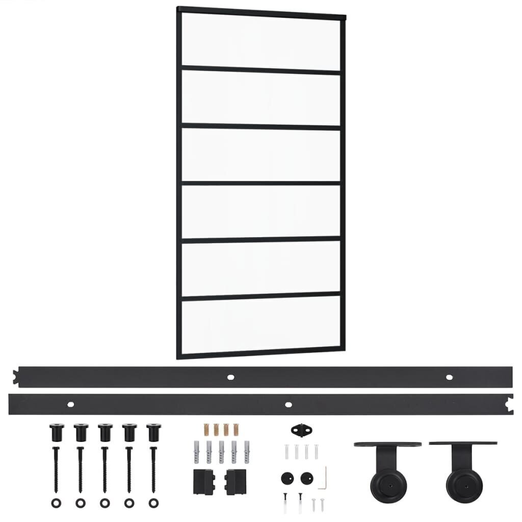 bīdāmās durvis ar stiprinājumiem, stikls, alumīnijs, 102x205 cm cena un informācija | Iekšdurvis | 220.lv