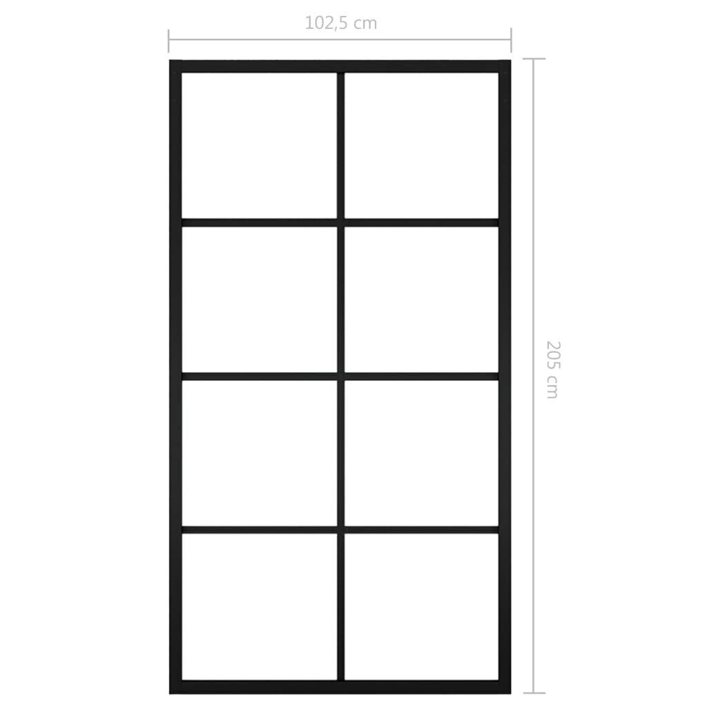 bīdāmās durvis, alumīnijs un ESG stikls, 102,5x205 cm, melnas цена и информация | Iekšdurvis | 220.lv