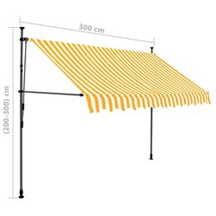 izvelkama markīze ar LED, manuāla, 300 cm, balta un oranža cena un informācija | Saulessargi, markīzes un statīvi | 220.lv