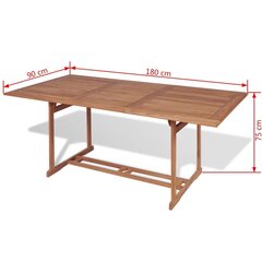 dārza galds, 180x90x75 cm, masīvs tīkkoks cena un informācija | Dārza galdi | 220.lv