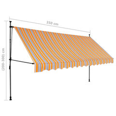 izvelkama markīze ar LED, manuāla, 350 cm, dzeltena un zila cena un informācija | Saulessargi, markīzes un statīvi | 220.lv