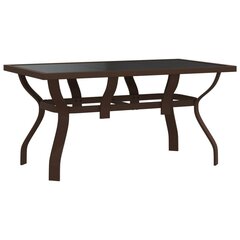 Dārza galds, brūns un melns, 140x70x70 cm, tērauds un stikls cena un informācija | Dārza galdi | 220.lv
