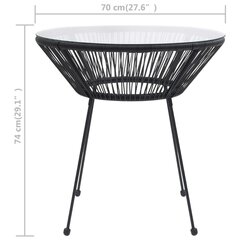 dārza galds, Ø70x74 cm, melns, PE rotangpalma un stikls cena un informācija | Dārza galdi | 220.lv