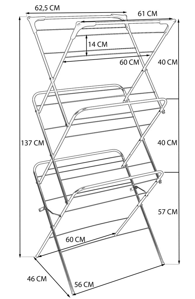 ARAL brīvi stāvošs salokāms veļas žāvētājs, melns цена и информация | Vannas istabas aksesuāri | 220.lv