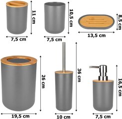 TIMOR vannas istabas piederumu komplekts, pelēks цена и информация | Аксессуары для ванной комнаты | 220.lv