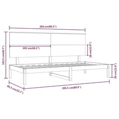 dīvāngulta, balta, 80x200 cm, priedes masīvkoks cena un informācija | Gultas | 220.lv