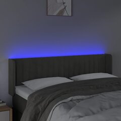 gultas galvgalis ar LED, 147x16x78/88 cm, tumši pelēks samts cena un informācija | Gultas | 220.lv