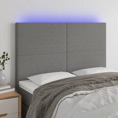 gultas galvgalis ar LED, 144x5x118/128 cm, tumši pelēks audums cena un informācija | Gultas | 220.lv