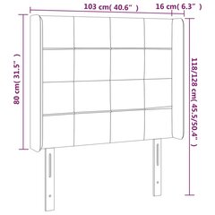 gultas galvgalis ar LED, 103x16x118/128 cm, melns samts цена и информация | Кровати | 220.lv