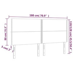 gultas galvgalis ar LED, 180x5x118/128 cm, balta mākslīgā āda cena un informācija | Gultas | 220.lv