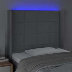 gultas galvgalis ar LED, 103x16x118/128 cm, gaiši pelēks audums cena un informācija | Gultas | 220.lv