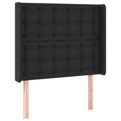 gultas galvgalis ar LED, 83x16x118/128 cm, melna mākslīgā āda cena un informācija | Gultas | 220.lv