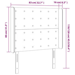 gultas galvgalis ar LED, 83x16x118/128 cm, melna mākslīgā āda цена и информация | Кровати | 220.lv