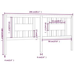 Изголовье кровати, 206x4x100 см, серое цена и информация | Кровати | 220.lv