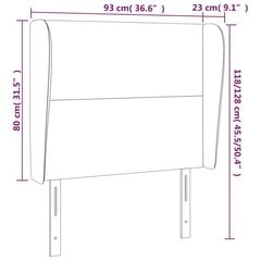 Galvgalis ar malām, 93x23x118/128 cm, gaiši pelēks samts cena un informācija | Gultas | 220.lv