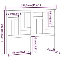 Gultas galvgalis, melns, 125,5x4x100cm, priedes masīvkoks cena un informācija | Gultas | 220.lv