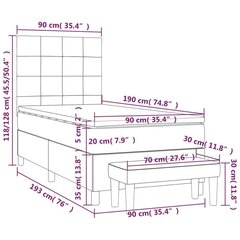 atsperu gulta ar matraci, tumši pelēka, 90x190 cm, audums цена и информация | Кровати | 220.lv