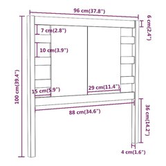 Изголовье кровати, 96x4x100 см, серое цена и информация | Кровати | 220.lv