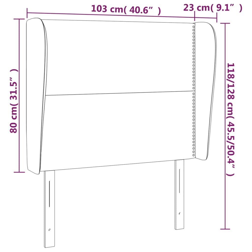 Galvgalis ar malām, 103x23x118/128 cm, melns mākslīgā āda cena un informācija | Gultas | 220.lv