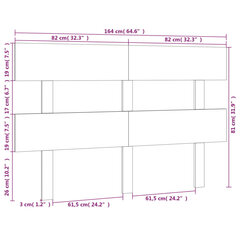 Gultas galvgalis, melns, 164x3x81cm, priedes masīvkoks cena un informācija | Gultas | 220.lv