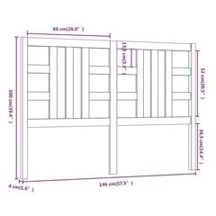 Gultas galvgalis, melns, 146x4x100cm, priedes masīvkoks cena un informācija | Gultas | 220.lv