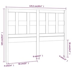 Gultas galvgalis, balts, 125,5x4x100cm, priedes masīvkoks cena un informācija | Gultas | 220.lv