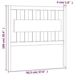 gultas galvgalis, melns, 95,5x4x100 cm, priedes masīvkoks cena un informācija | Gultas | 220.lv