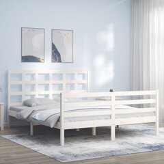 gultas rāmis ar galvgali, 160x200 cm, masīvkoks, balts цена и информация | Кровати | 220.lv