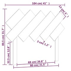 Gultas galvagalis, balts, 104x3x80,5cm, priedes masīvkoks cena un informācija | Gultas | 220.lv