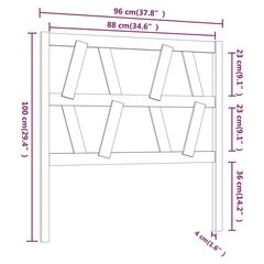 Gultas galvgalis, pelēks, 96x4x100cm, priedes masīvkoks cena un informācija | Gultas | 220.lv