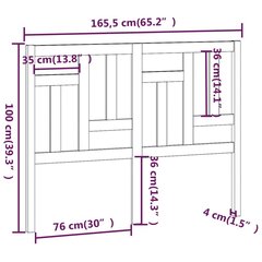 gultas galvgalis, melns, 165,5x4x100 cm, priedes masīvkoks cena un informācija | Gultas | 220.lv