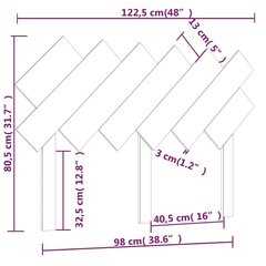 Gultas galvagalis, 122,5x3x80,5cm, priedes masīvkoks цена и информация | Кровати | 220.lv