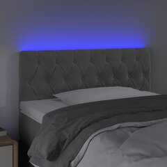 gultas galvgalis ar LED, 100x7x78/88 cm, gaiši pelēks samts цена и информация | Кровати | 220.lv