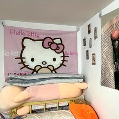 'Гобелен «Hello Kitty» в стиле каваи, настенный гобелен, милый розовый декор для комнаты, аксессуары для дома, подарок на день рождения и Рождество' цена и информация | Покрывала, пледы | 220.lv