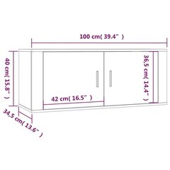 sienas TV skapīši, 2 gab., balti, 100x34,5x40 cm cena un informācija | TV galdiņi | 220.lv