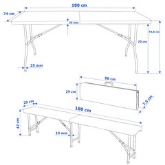 Feta 180 Black ēdināšanas komplekts +2 soliņi цена и информация | Комплекты уличной мебели | 220.lv