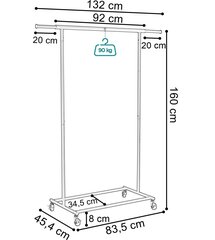 Hromēts Tahir stāvošais pakaramais uz riteņiem цена и информация | Вешалки для одежды | 220.lv