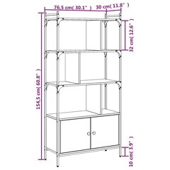 Grāmatu plaukts ar durvīm, ozola krāsa, 76,5x30x154,5 cm, koks cena un informācija | Plaukti | 220.lv