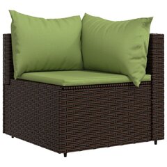 dārza stūra dīvāns ar spilveniem, brūna PE rotangpalma cena un informācija | Dārza krēsli | 220.lv