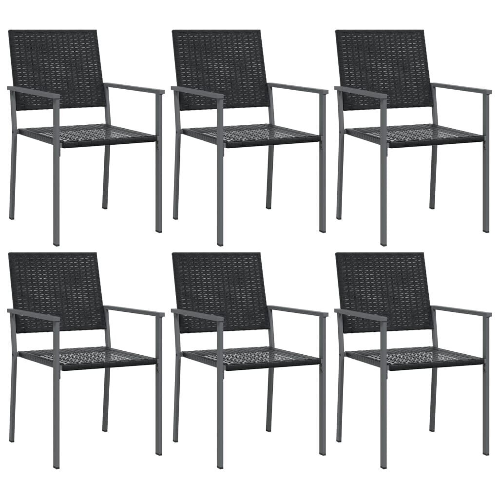 dārza krēsli, 6 gab., 54x62,5x89 cm, PE rotangpalma, melni цена и информация | Dārza krēsli | 220.lv