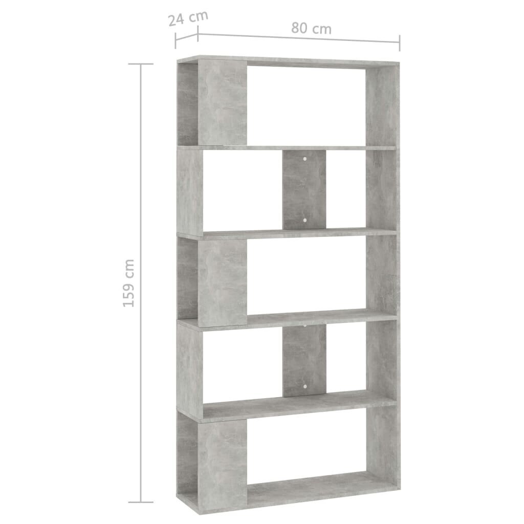 grāmatu plaukts, 80x24x159 cm, betonpelēks, skaidu plāksne cena un informācija | Plaukti | 220.lv