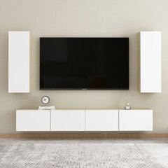 - TV skapis, balts un ozols, 30,5x30x90cm, MDP cena un informācija | TV galdiņi | 220.lv