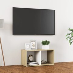 TV skapītis, balts un ozolkoka, 72x35x36,5 cm, skaidu plāksne cena un informācija | TV galdiņi | 220.lv