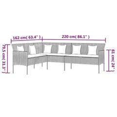 2-daļīgs dārza mēbeļu komplekts, matrači, melna PE rotangpalma cena un informācija | Dārza mēbeļu komplekti | 220.lv