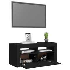 TV galdiņš ar LED lampiņām, 90x35x40 cm, melns cena un informācija | TV galdiņi | 220.lv