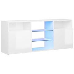 TV galdiņš ar LED lampiņām, spīdīgi balts, 120x30x50 cm цена и информация | Тумбы под телевизор | 220.lv